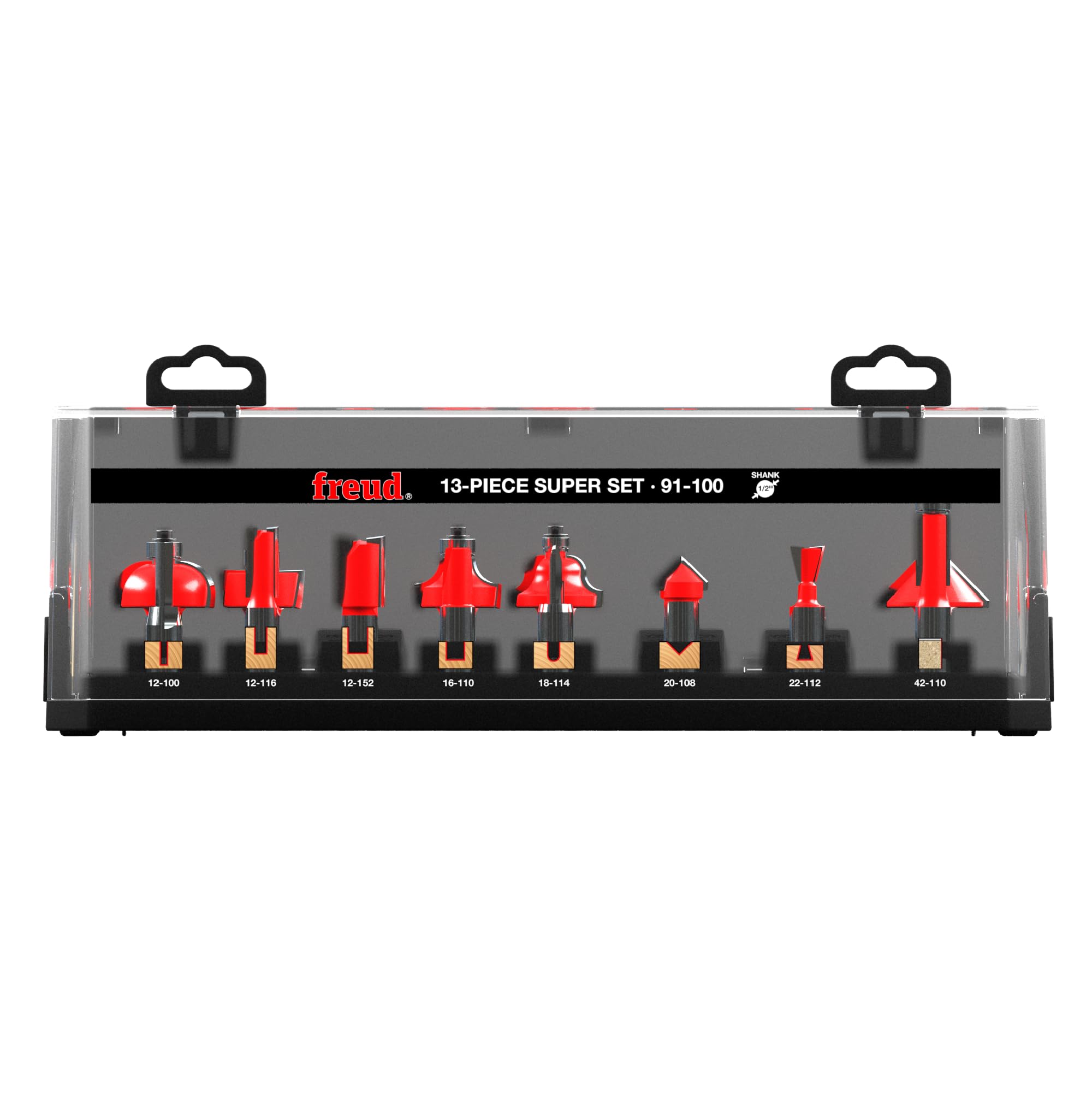 FrEUd 91-100 13-Piece Super Router Bit Set With 1/2-Inch Shank And FrEUd'S Tico Hi-Density Carbide