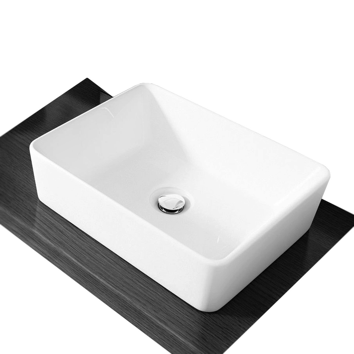 Db Durovin Bathrooms Glossy White Durovin Bathrooms Ceramic Bathroom Basin - Countertop Sink Vessel - Rectangular Washing Bowl Thin Rim (485 X 375 X 135Mm)
