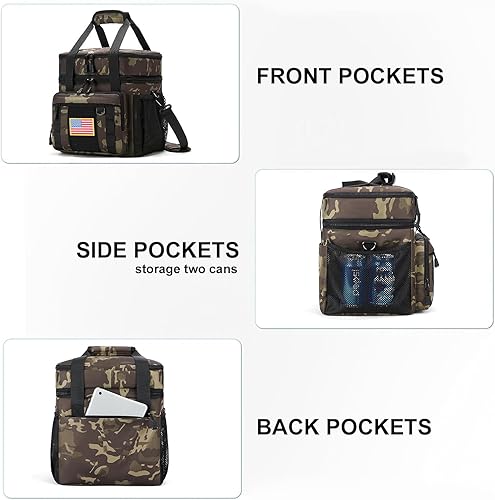 Miniatura 9 de Lonchera táctica grande expandible para adultos, bolsa enfriadora de almuerzo duradera con cubo de almuerzo MOLLE para el trabajo, campamento,