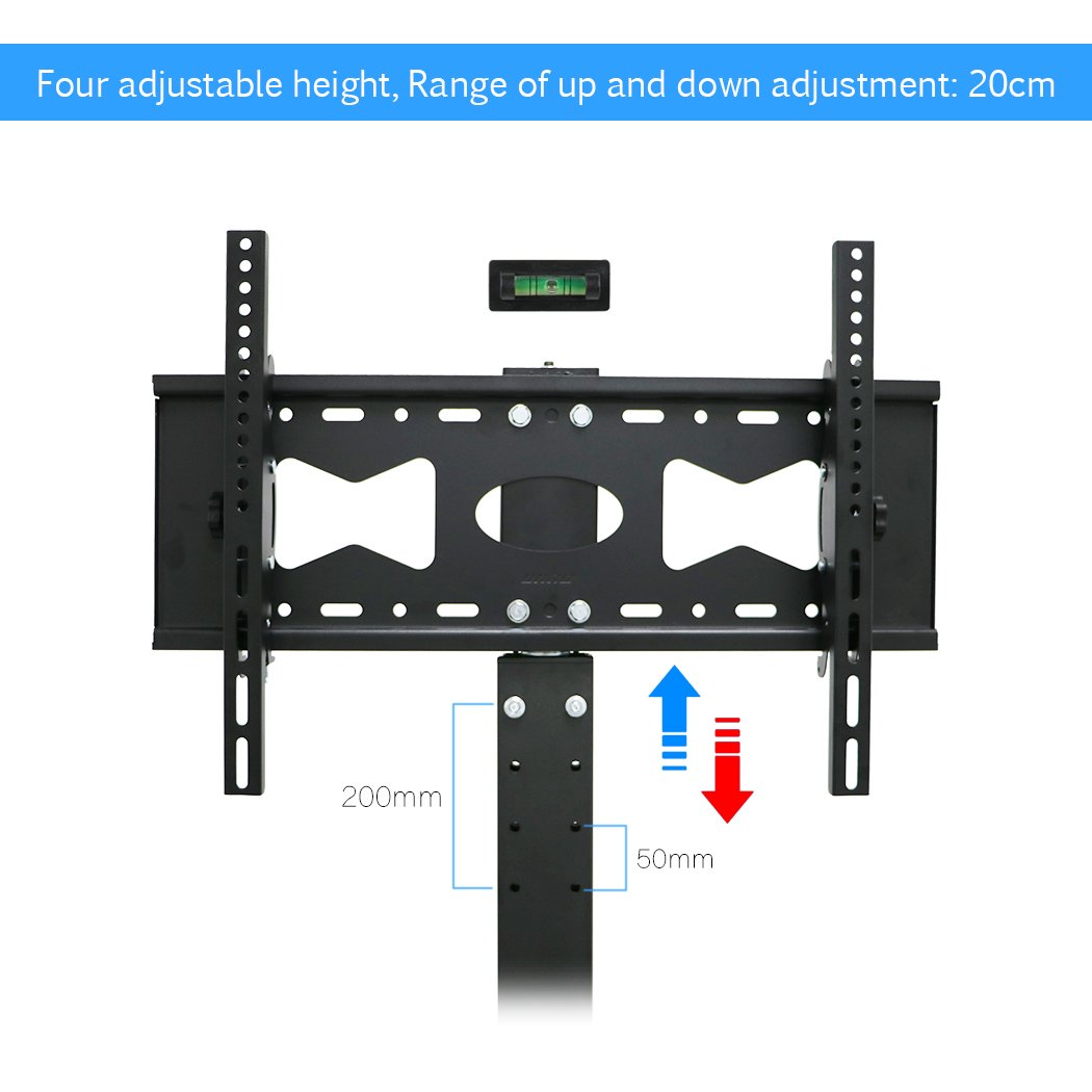 unho Soporte TV Pie, Soporte para TV de Suelo 32"-65" Inclinable y Giratorio de 15˚ Altura Ajustable con 2 Estantes de Metal para Pantalla LED LCD Plasma Carga Máx 30kg VESA 600x400