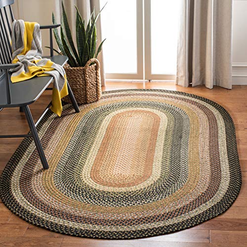Safavieh Braided Collection BRD308A Hand-woven Reversible Area Rug, 5' x 8' Oval, Multi