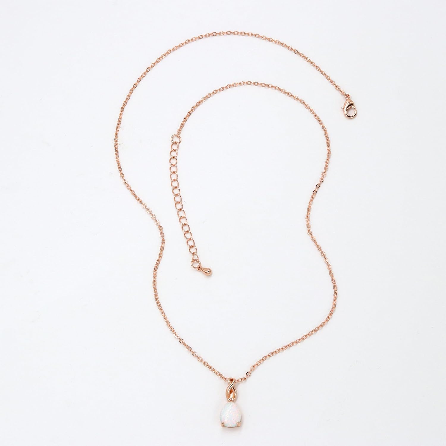 AILUOR White Opal Necklaces for Women, Rose Gold Plated Dainty 11mm Round Gemstone Pendant October Birthstone Pendant Necklace for Women Bridal Wedding Jewelry Birthday Gift for Wife Mom Her - Image 6