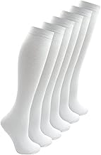 Bonjour® 6 Pairs Girls Kids Knee High School Socks Cotton Socks, Back to School Plain Socks Uniform Party Wear, Long Socks Girls Kids Knee High Socks for School