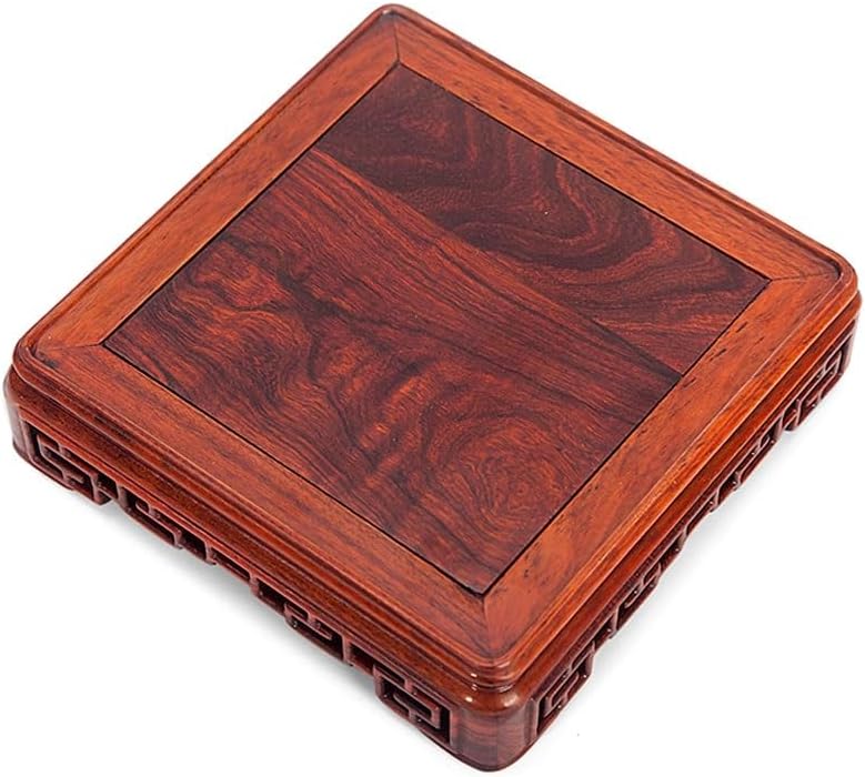 Bonsai Pedestal Vase Pedestal Stands Solid Wood Jade Stone Base Rectangular Vase Teapot Crafts Stand Chinese Buddha Statue Base Suitable for Homes, Hotels, Etc. Planter Stand Plant Holder(A,Small)