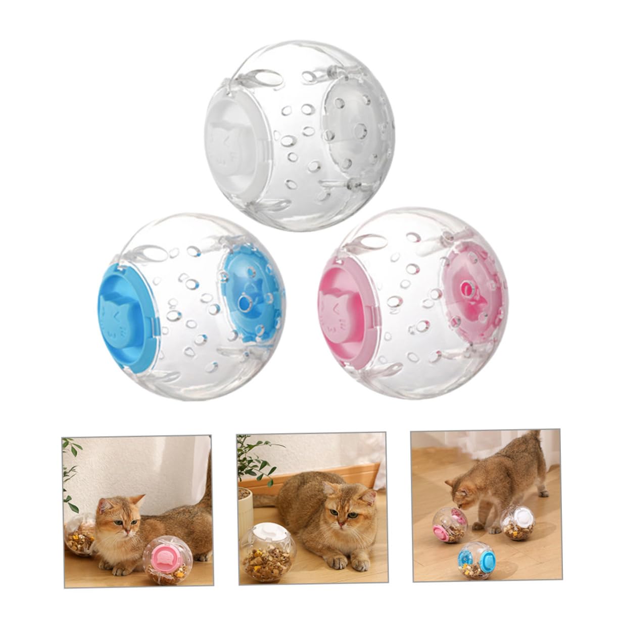 Giocattolo Dispenser di Cibo in Abs per Gatti e Cani 3 Pezzi per Giochi e Snack