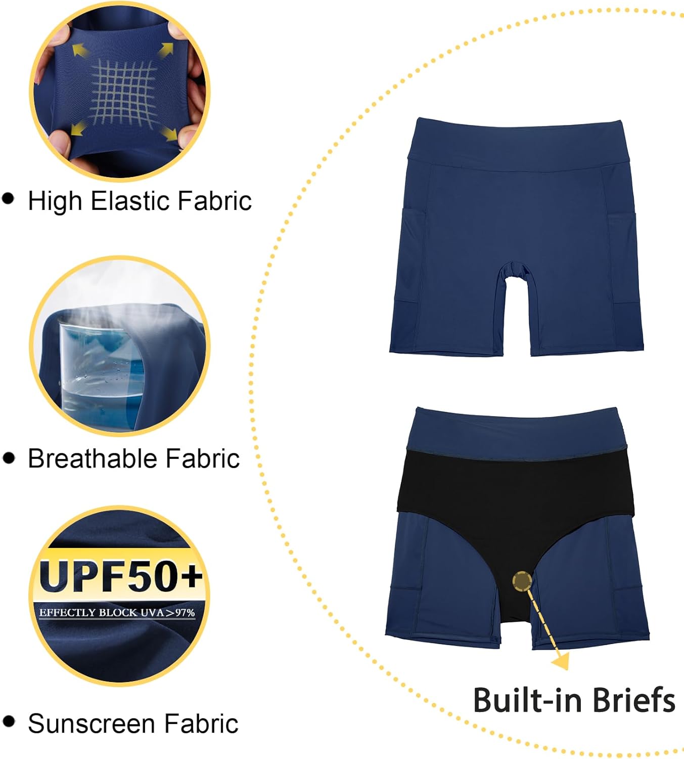 Tournesol Women's Plus Size Swim Shorts High Waisted Bathing Suit Bottoms Swimsuit Tankini Board Shorts Bikini with Pocket - Image 5