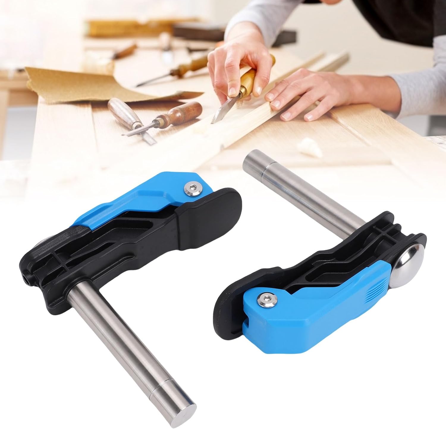 Luqeeg 2 Pcs Bench Dog Clamp, 20MM Dog Hole Clamp, Quickly Release Function Enhancing Stability Woodworking Bench Vise Workbench Stop for Various Woodworking Scenarios