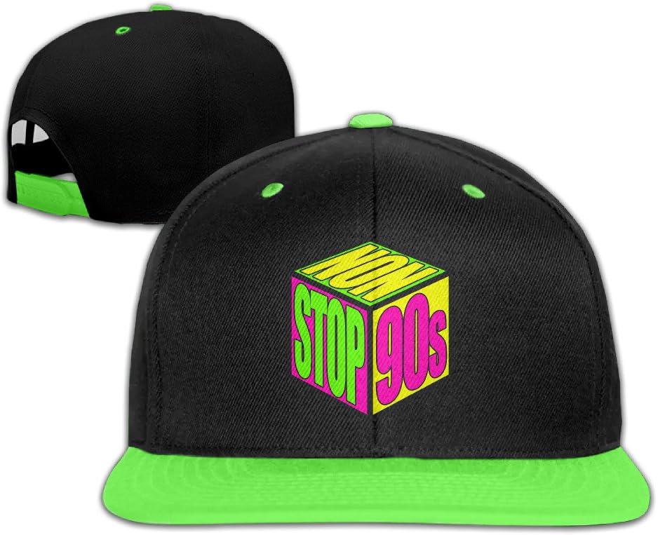 Boy Non Stop 90s Logo KellyGreen Adjustable Snapback Hiphop Baseball Caps One Size