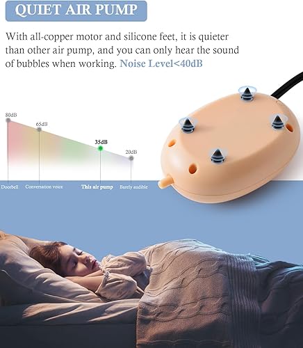 Miniatura 5 de FEDOUR Mini bomba de aire para acuario, bomba de oxígeno silenciosa para tanque de peces con una sola salida, burbujeador de aire para acuario con