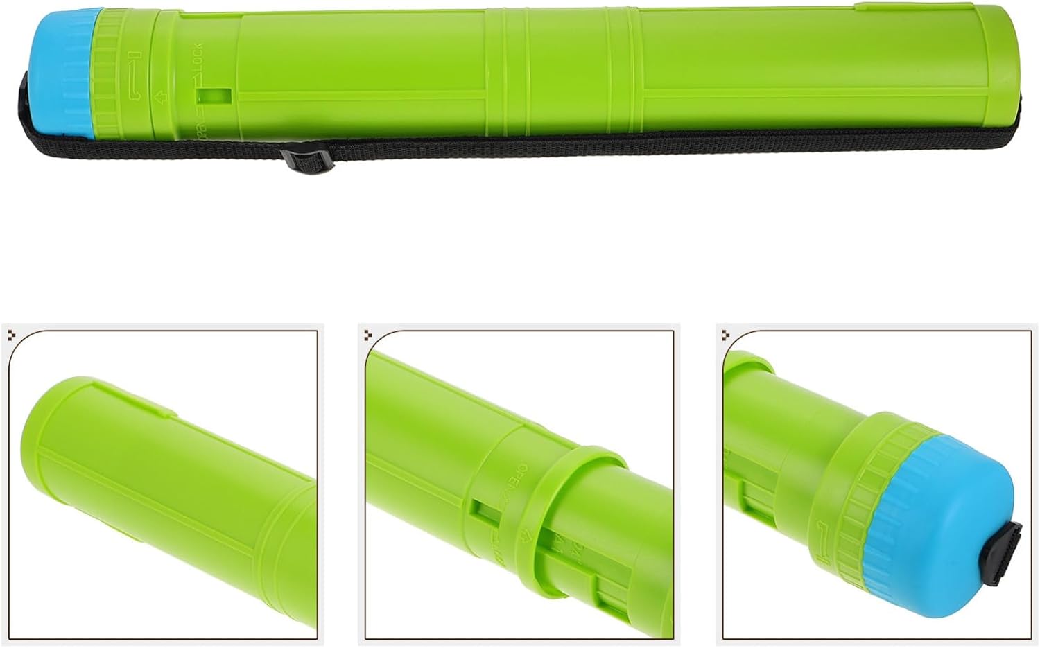 Telescoping Document Tube with Strap, Extendable Small Poster Tube for Artwork and Blueprint Storage, Yellow-green Artist Carrying Case for Designers