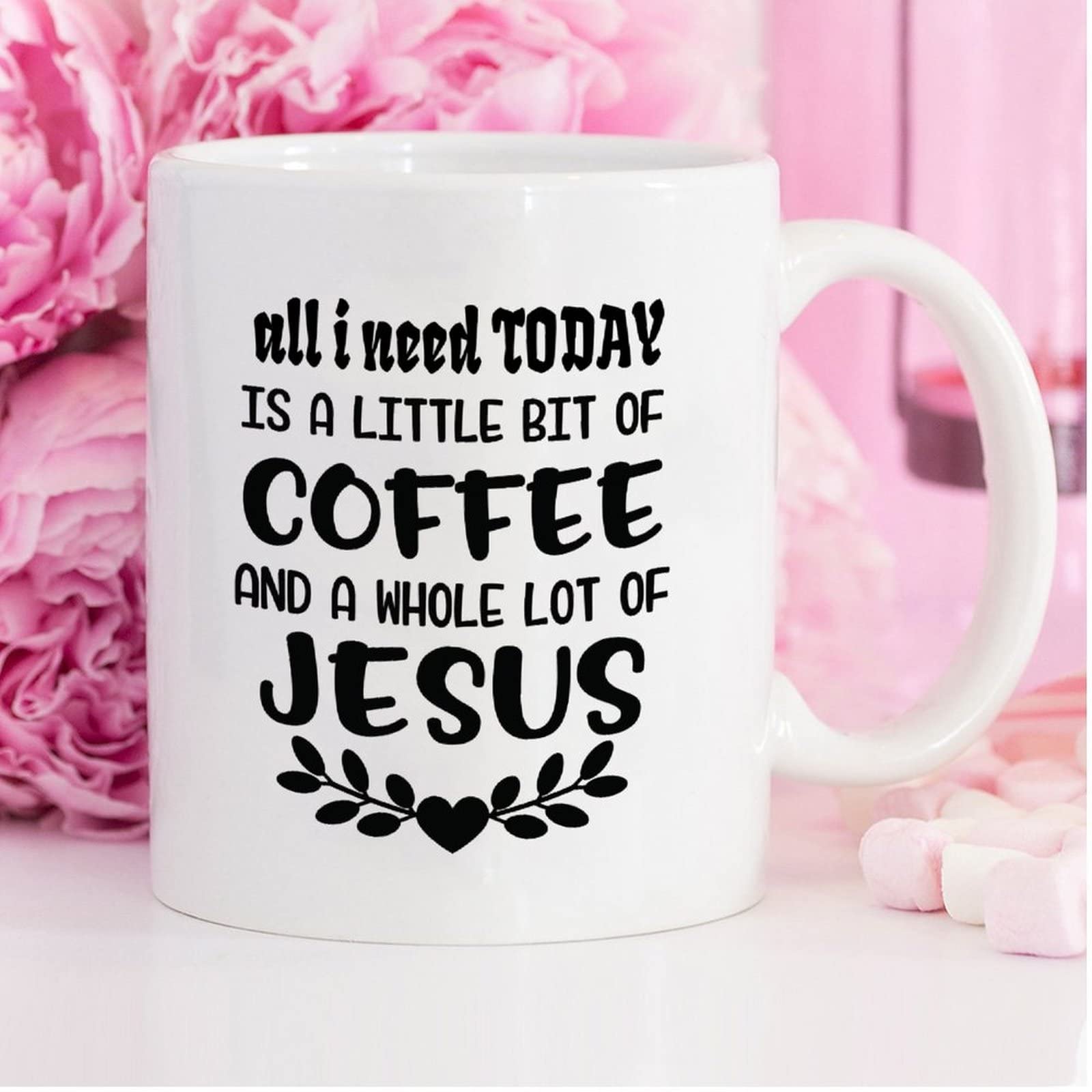 Tazza In Ceramica Con Scritta 'All I Need Is A Little Bit Of Coffee And A Whole Lot Of Jesus' – 473 Ml, Lavabile In Lavastoviglie