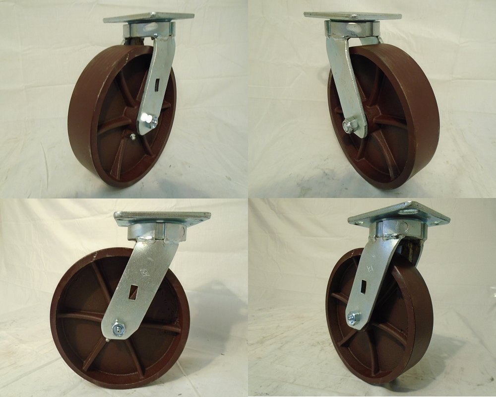 8"x2" Swivel Casters Kingpinless with Ductile Steel Wheel, Supports 8,000 lbs, 2,000 lbs Each (4), Perfect for Carts, Industrial Equipment, DYI Projects