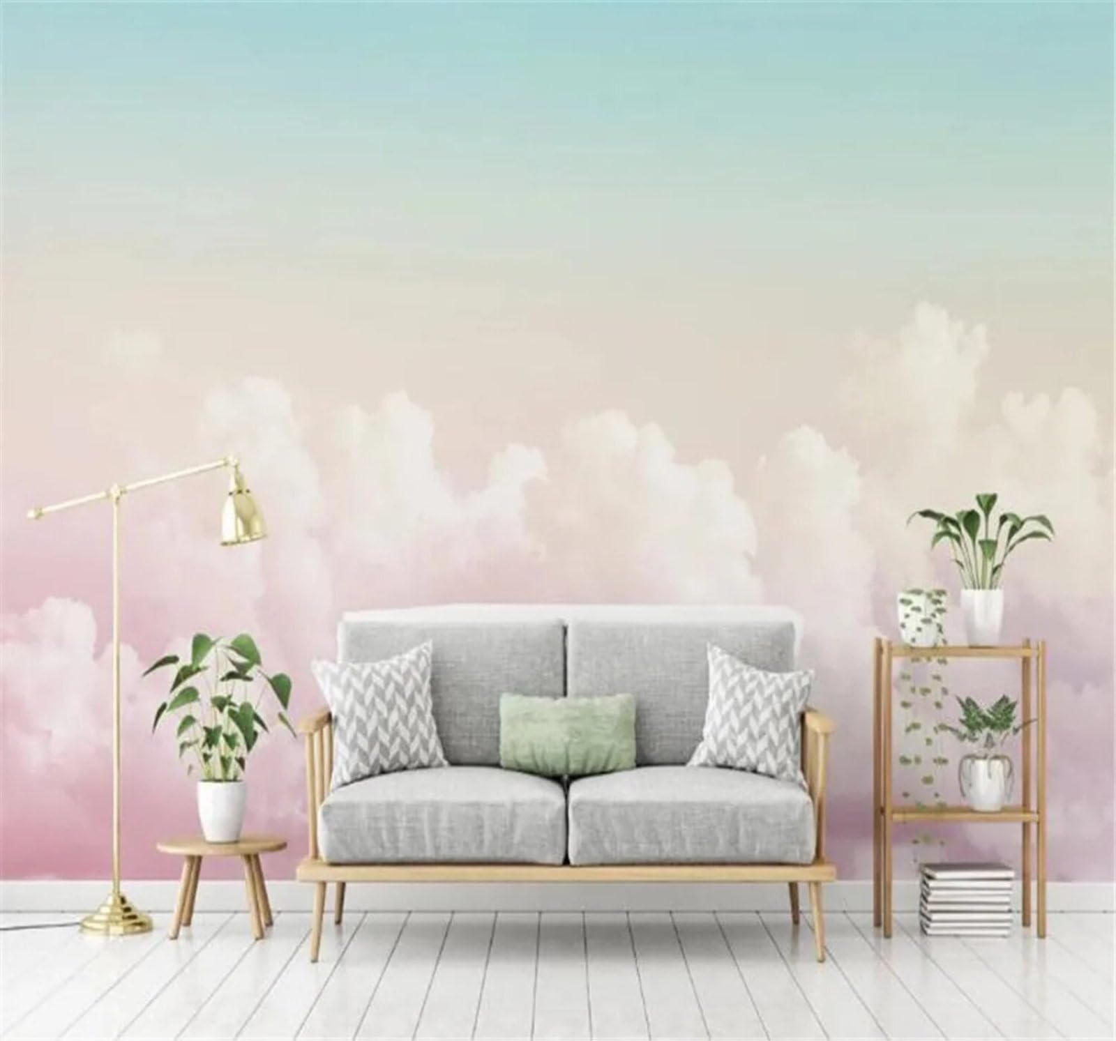 Tzxztt Three Dimensional Beautiful Pink Sky Clouds Modern 3D Wallpaper Premium Textured Silk Neutral Tones Material Ideal for Living Room Bedroom-350cm×256cm
