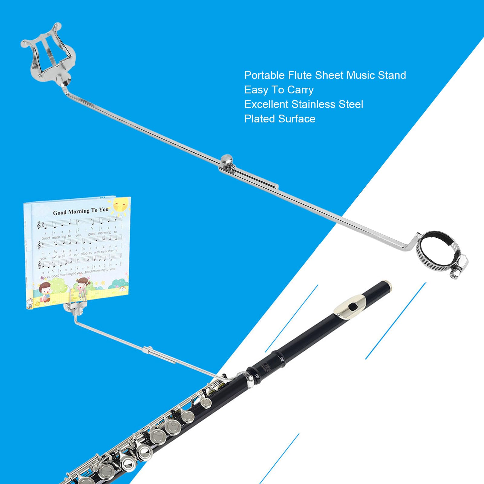 Clip per Flauto, Clip per Leggio Portatile per Strumenti a Fiato Clip per Leggio per Spartiti Morsetto per Musica per Esercitarsi con il Flauto