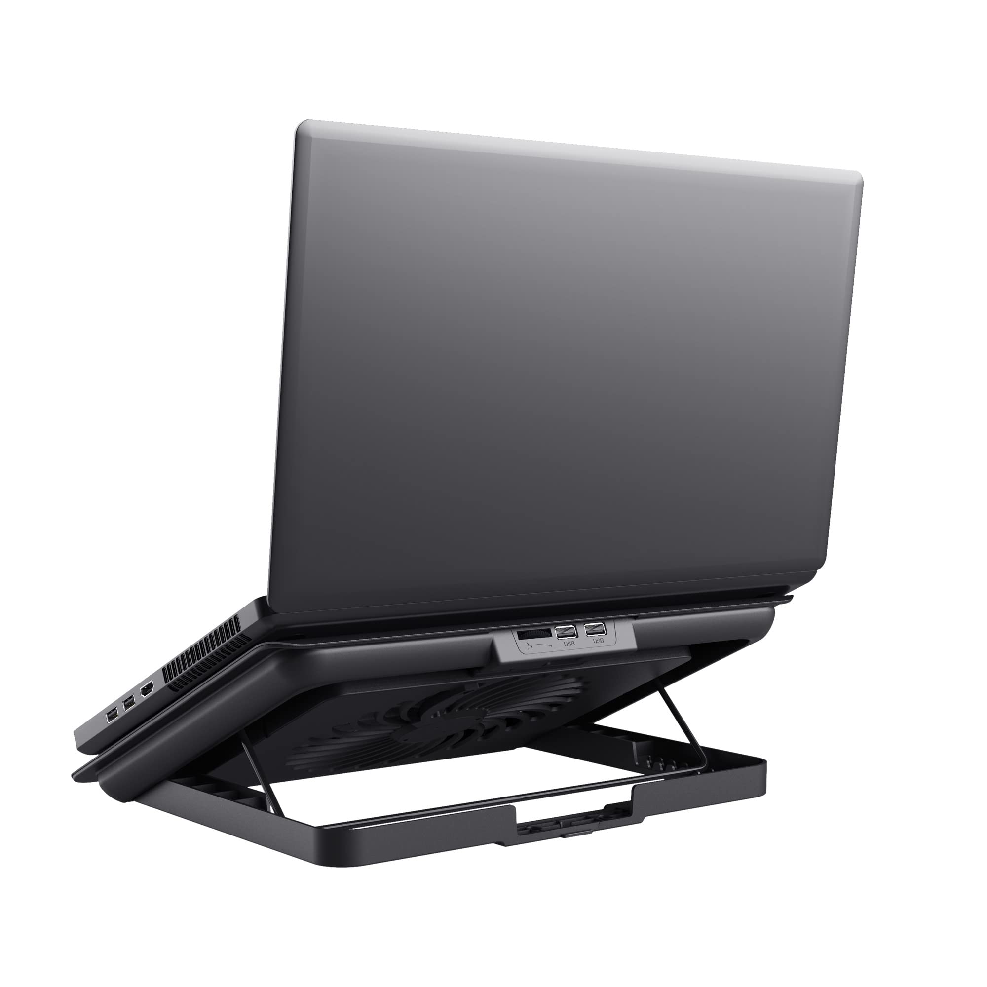 Trust Exto Stojak na laptopa 40.6 cm, zrównoważona podkładka chłodząca, riser z wentylatorem USB i regulowaną wysokością, 8 poziomów, wykonany z materiałów pochodzących z recyklingu, wentylowany