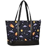 MKAHYS Space Themed Rockets Laptop Tote Bag for Women Teacher Science Work Tote Purse Handbag 13-15.6 Inch Womens Laptop Bags
