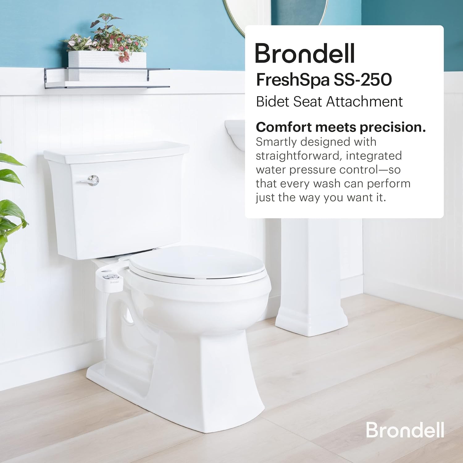 Brondell FSP-250 FreshSpa Thinline Precision Essential Bidet Attachment for Toilet Seats with Adjustable Water Pressure, Side Arm Control, Thin Profile, White (Dual Nozzles) - Image 2