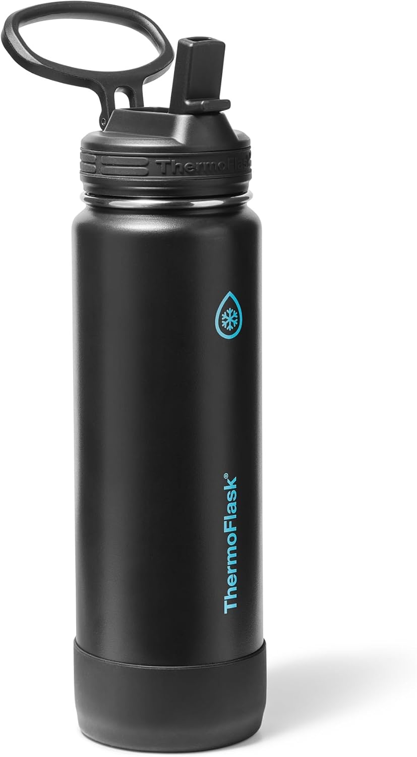 ThermoFlask 24 oz Double Wall Vacuum Insulated Stainless Steel Water Bottle with Straw Lid, Electric Eclipse - Image 2