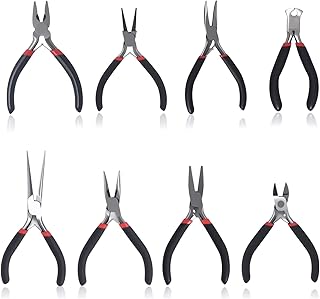 8 Pièces Pince Bijoux, Mini Pince avec Sac, Pinces de Modélisme, Pinces de Précision pour La Fabrication de Bijoux, Les Bricoleurs, Les Professionnels, Le Bricolage et Les Réparations