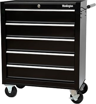 Workington Rolling Metal Tool Chest with 5 Drawers, 24" 5-Drawer Tool Chest Cabinet with Ball Bearing Drawer Slides, Steel Tool Storage Box Organizer 4101 Black