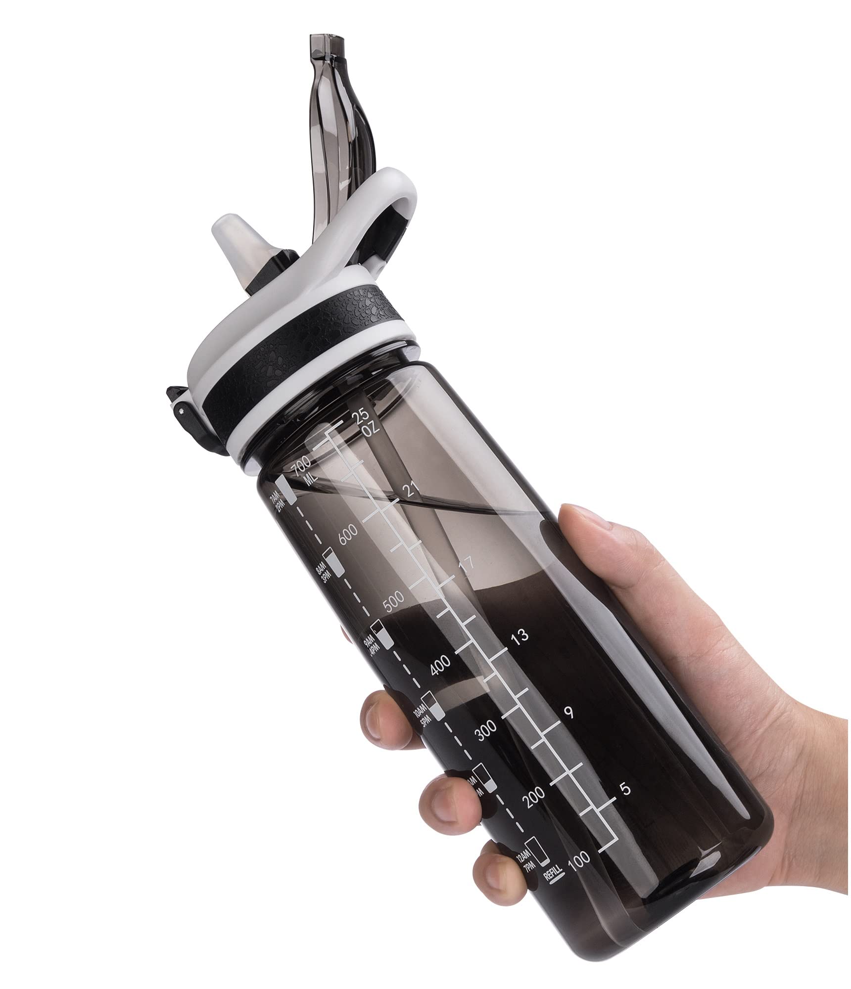 VENNERLI Sports Water Bottle with Straw 800ML Bike Water Bottles Reusable Water Jug 28 OZ Hydro Jug BPA-Free Wide Mouth with Handle for Fitness Outdoor Hiking Camping Dishwasher Safe (N-800 black)