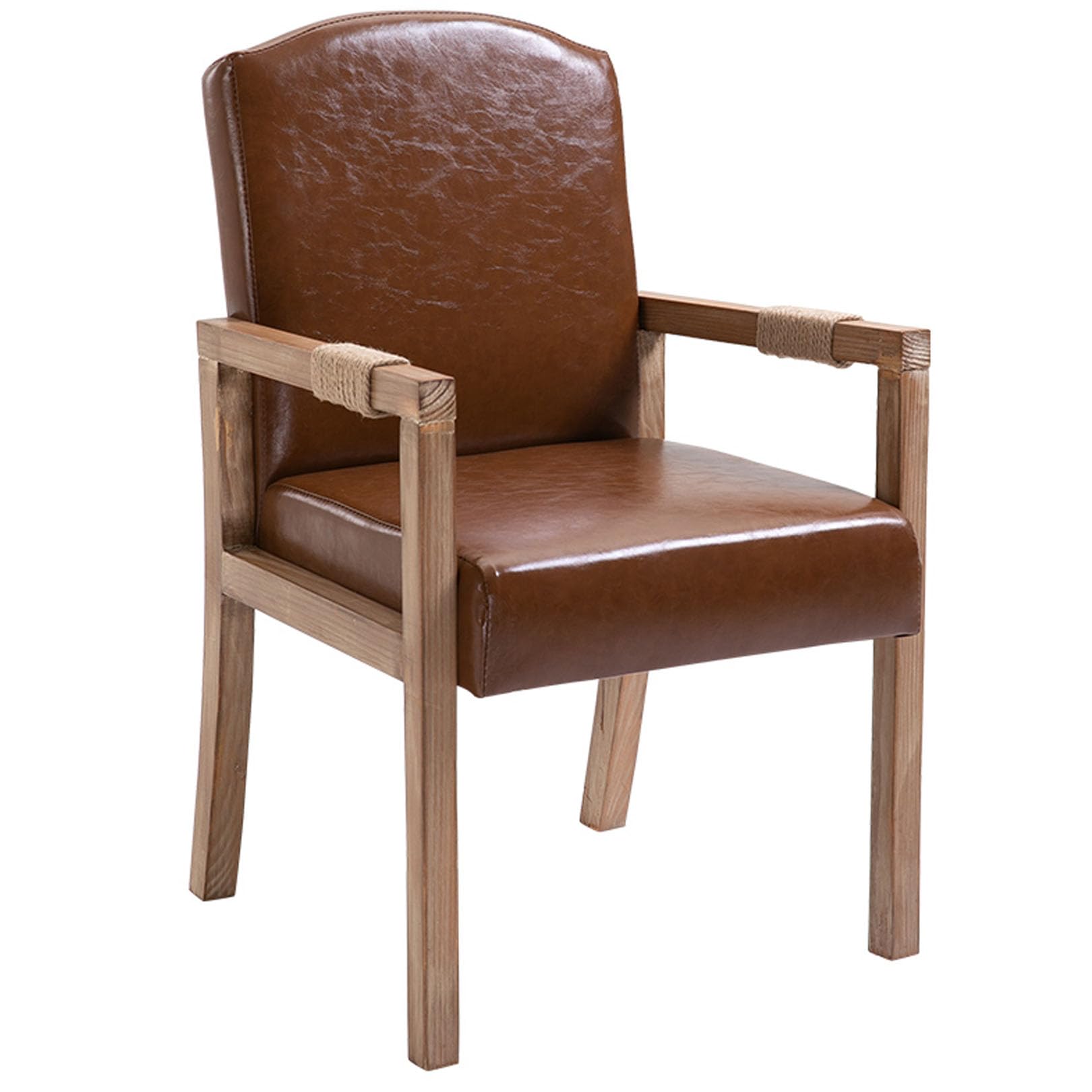 Chaises de salle à manger rustiques en bois et similicuir confort 45 cm