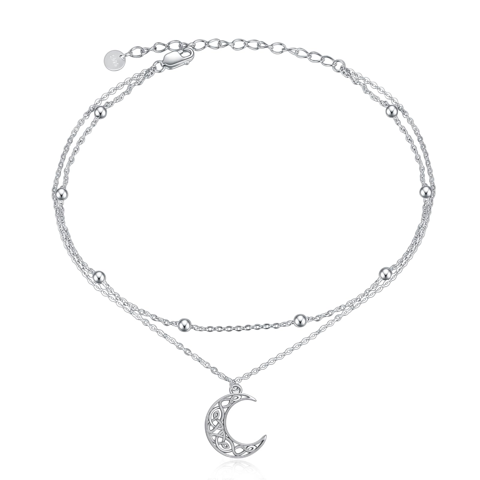 Tobilleras de plata de ley 925 con diseño de gato y mariposa, cadena de doble capa para cumpleaños, pulsera de tobillo para mujer, joyería delicada para verano y playa, Metal, Circonita