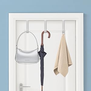Over The Door Hooks 10 Pack - Sturdy 40lb Capacity No Drill Hanger for Bedroom, Bathroom, Entryway - White
