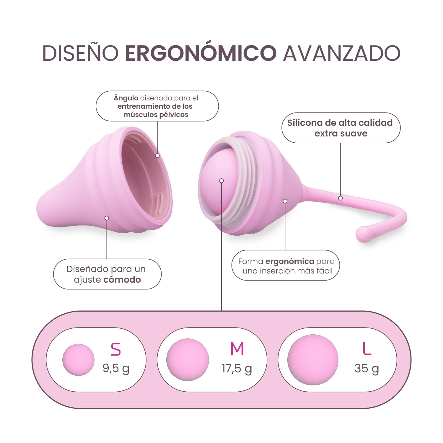 Pelvix – Ejercitador Suelo Pélvico con Pesas Progresivas – Entrenamiento Kegel – Fortalecimiento Muscular y Recuperación Postparto – Método Clínicamente Evaluado