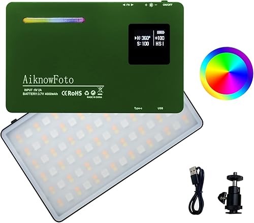 Luz de cámara de video LED RGB, luces LED portátiles de iluminación de fotografía para cámaras, 8500K regulables 4000mAh luces de video fotográfico,