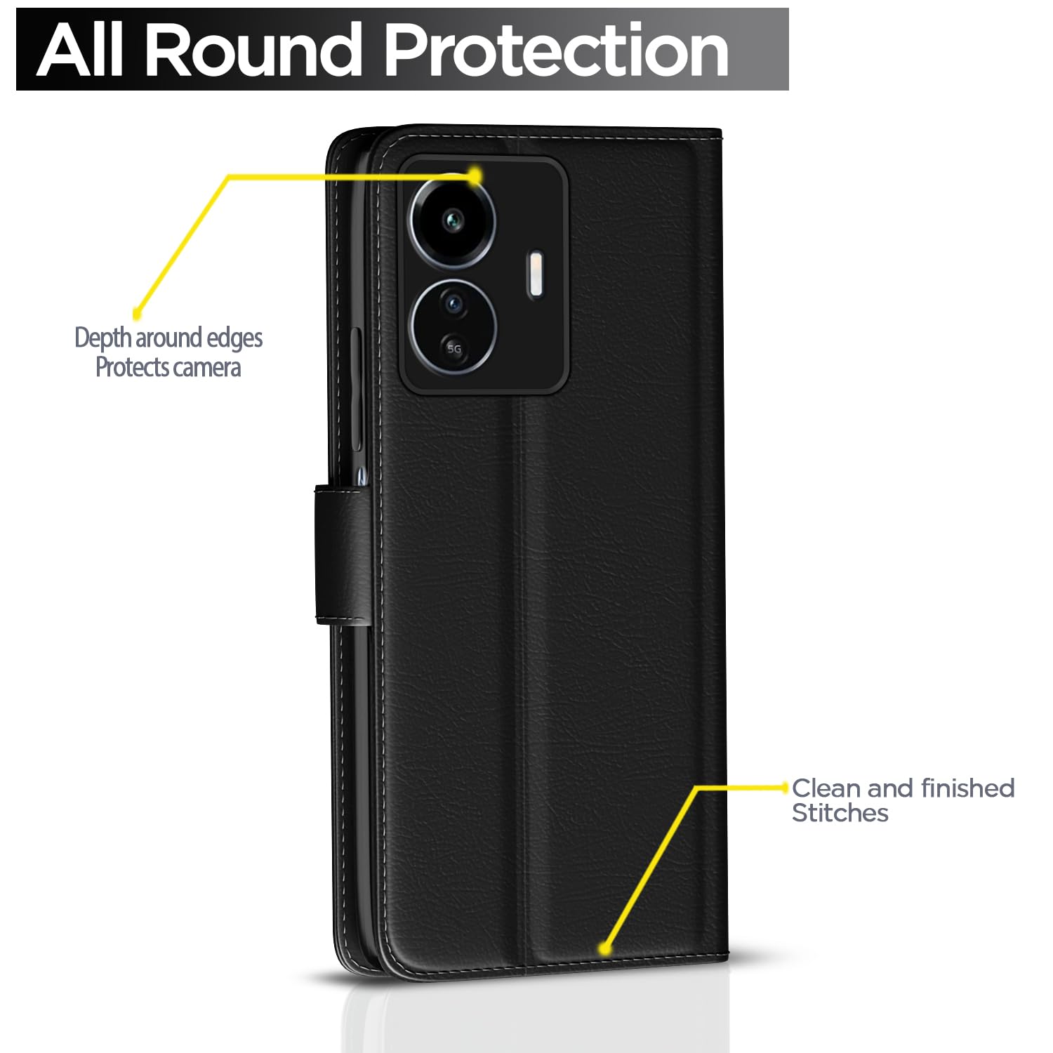 iQoo Z6 Lite 5G Flip Case - Leather Wallet Stand -4