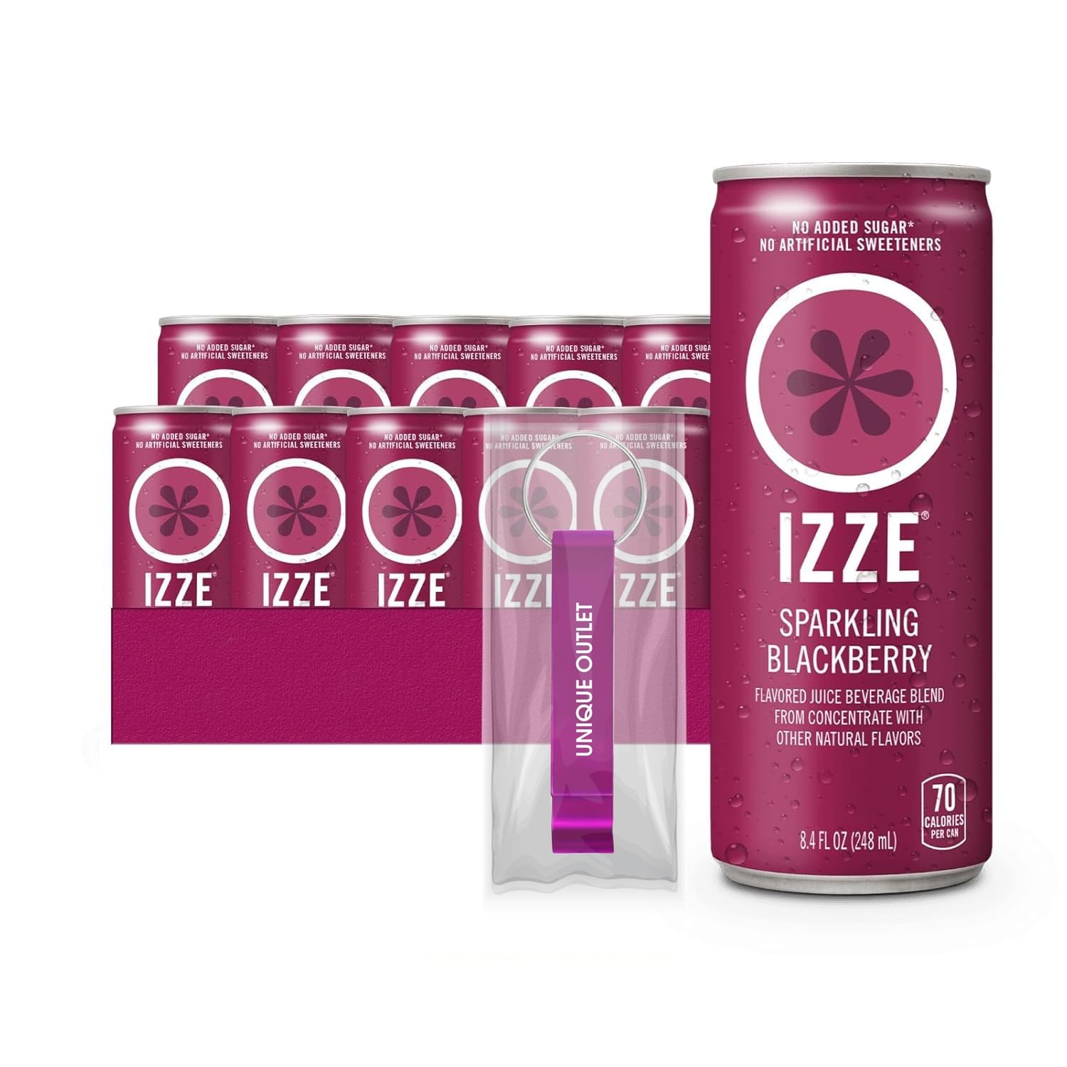 IZZE 24-Pack of Blackberry Sparkling Juice No Added Sugars 8.4 fl oz Aluminum Can + 1 Utility Freebie by Unique Outlet Brand