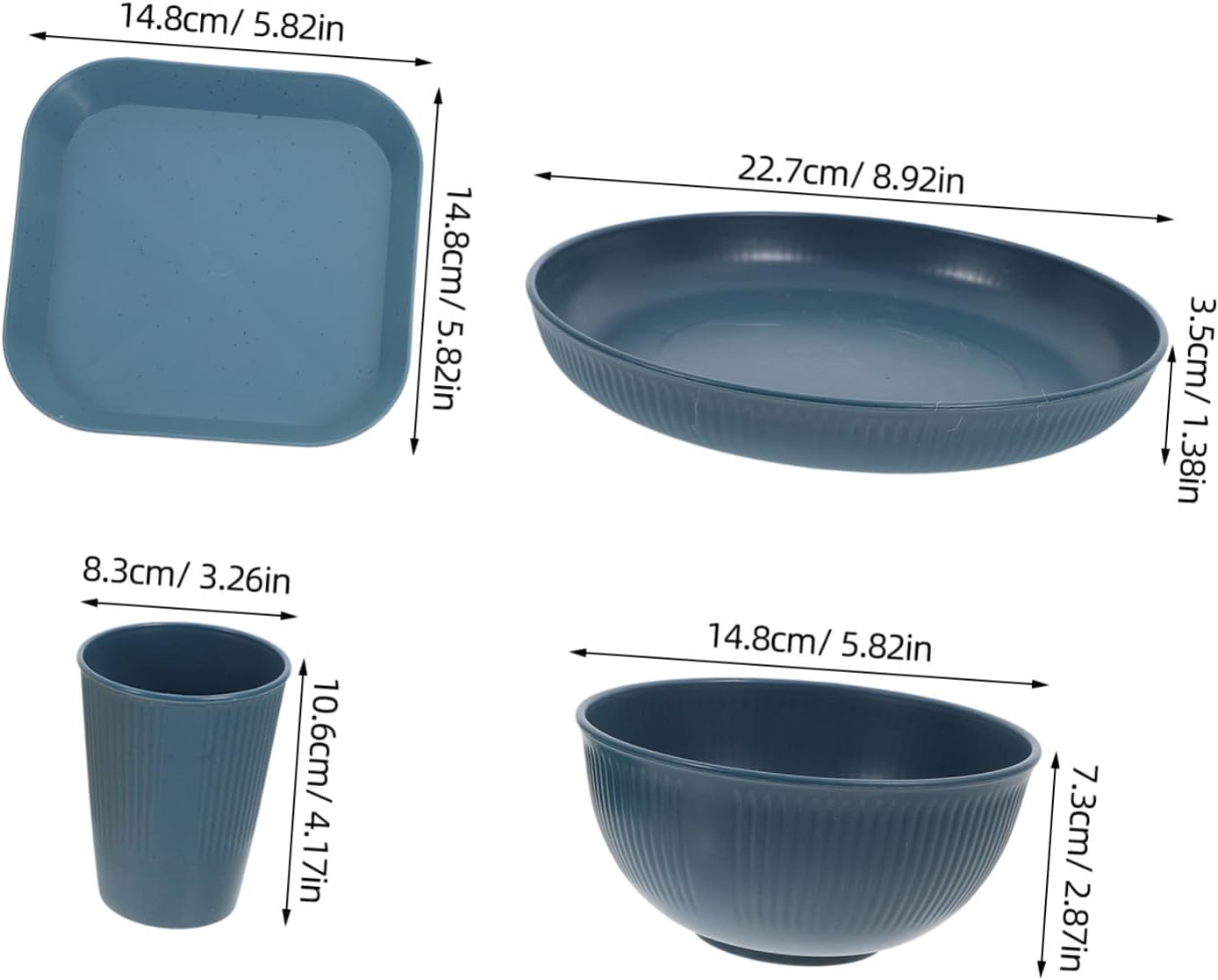 Camping Dinnerware Set Plate and Bowl Set Cups Pp Material for Outdoor Activities Black