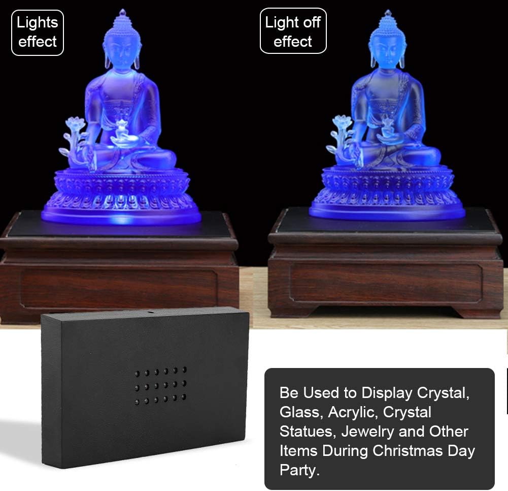 Yosoo 2 Pcs Stand, LED Light Lamp Display Stand Crystal Glass Art Base Holder US Plug (White Light L)