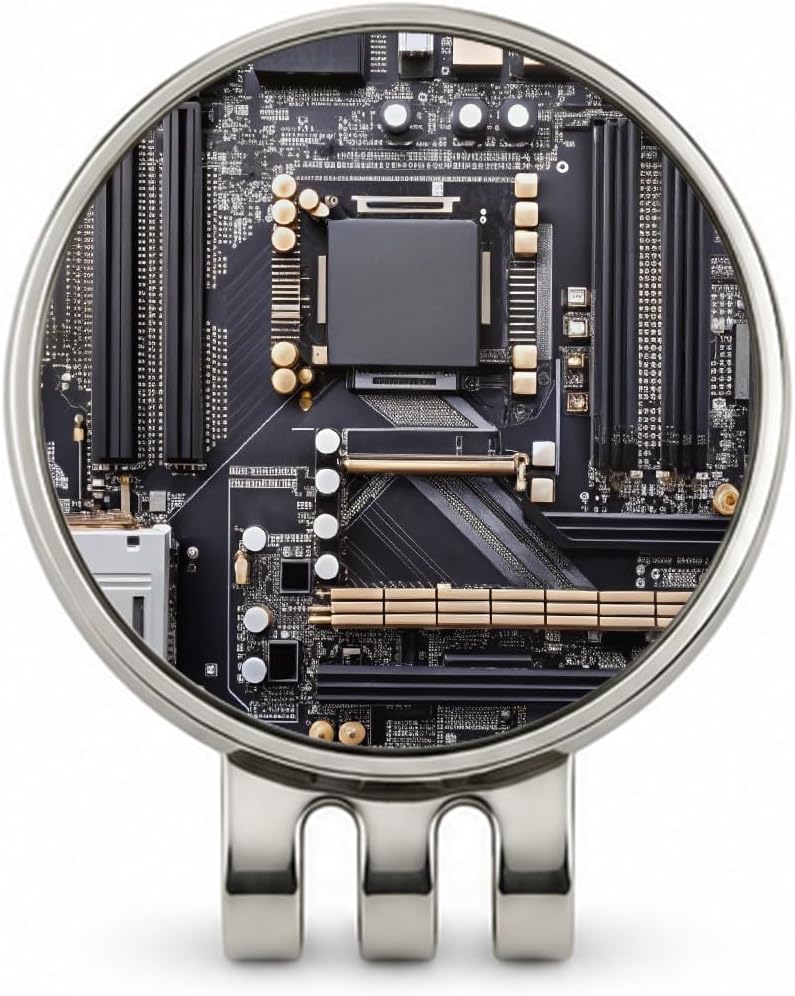 Black Gaming Computer Motherboard Golf Hat Clip with Ball Marker
