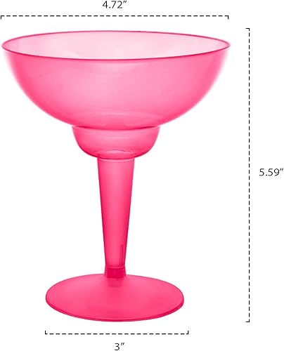 Miniatura 3 de Party Essentials Vasos de Margarita de plástico duro de dos piezas, 12 onzas, rosa neón, 10 unidades