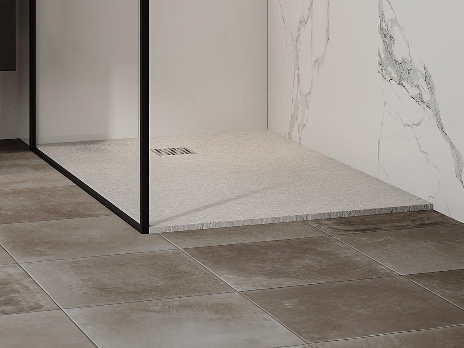 Vente-unique - Receveur de douche extra plat à poser ou à encastrer recoupable en résine SMC - Blanc - 120 x 80 cm - MIRNOSA