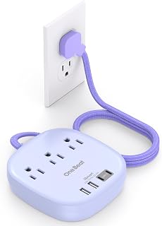 Cruise Ship Travel Essentials, 22.5W/4.5A Flat Plug Power Strip, Purple