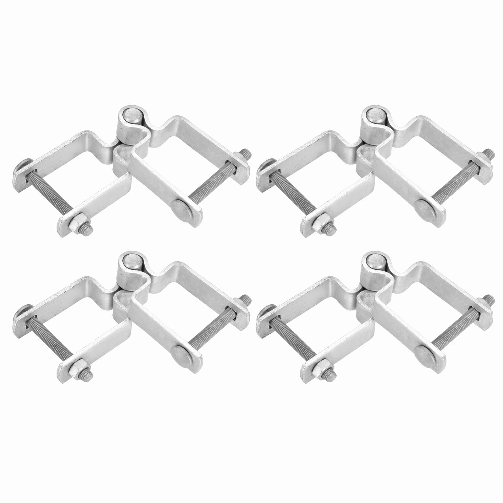 sourcing map 4 Pack Chain Link Fence Gate Post Hinge, 2" x 2" Galvanized Steel Chain Link Fence Post Hinges Heavy Duty Gate Frame Hinge with Bolts and Nuts for Outside Square Pipe
