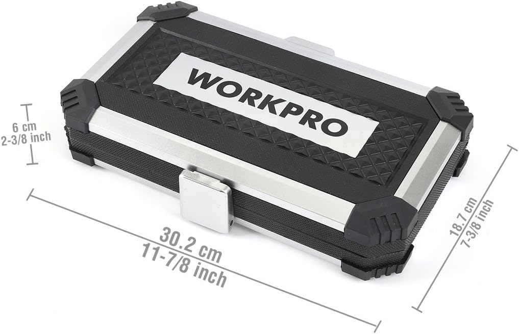 WORKPRO 35-piece Bits Socket Set Phillips Hex Torx 1/4-inch Ratchet with Anti-shock Case
