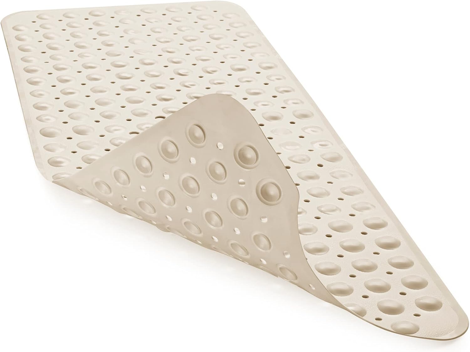 Titanker Nonslip Bathtub Mat, 40x16 Inches Large Bathroom Shower Mat for Bathroom with Suction Cups and Drain Holes, Non-Slip Bath Mat for Tub, Machine Washable, Easy Cleaning, Beige