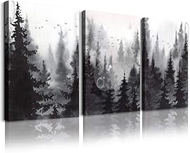 scenery Watercolor painting 3 Pieces Canvas Wall Art for living room Wall Decor for bedroom decorations Modern office Home decoration Black and white forest landscape posters Canvas Prints artwork