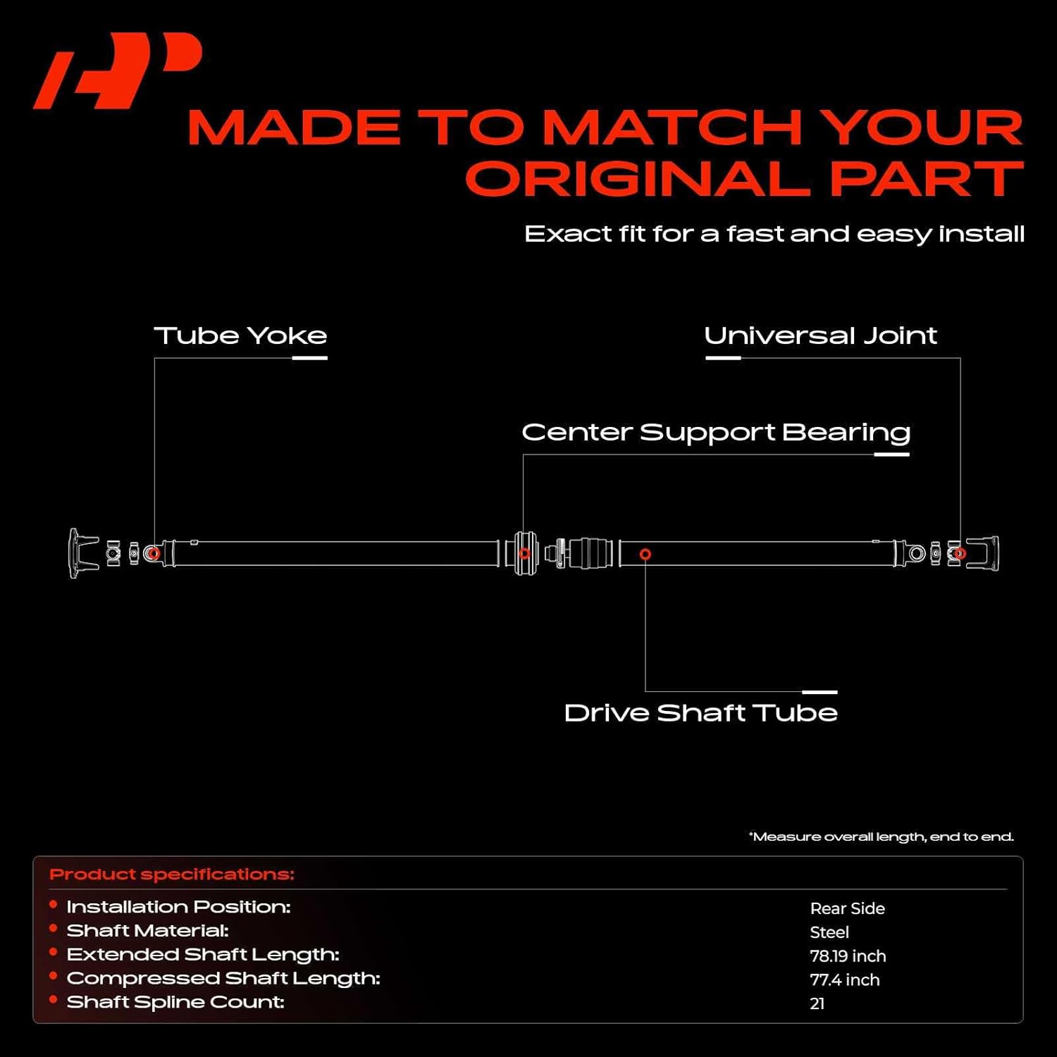 A-Premium Rear Drive Shaft Driveshaft Assembly Compatible with Toyota RAV4 2001 2002 2003 2004 2005, AWD, Complete Prop Shaft