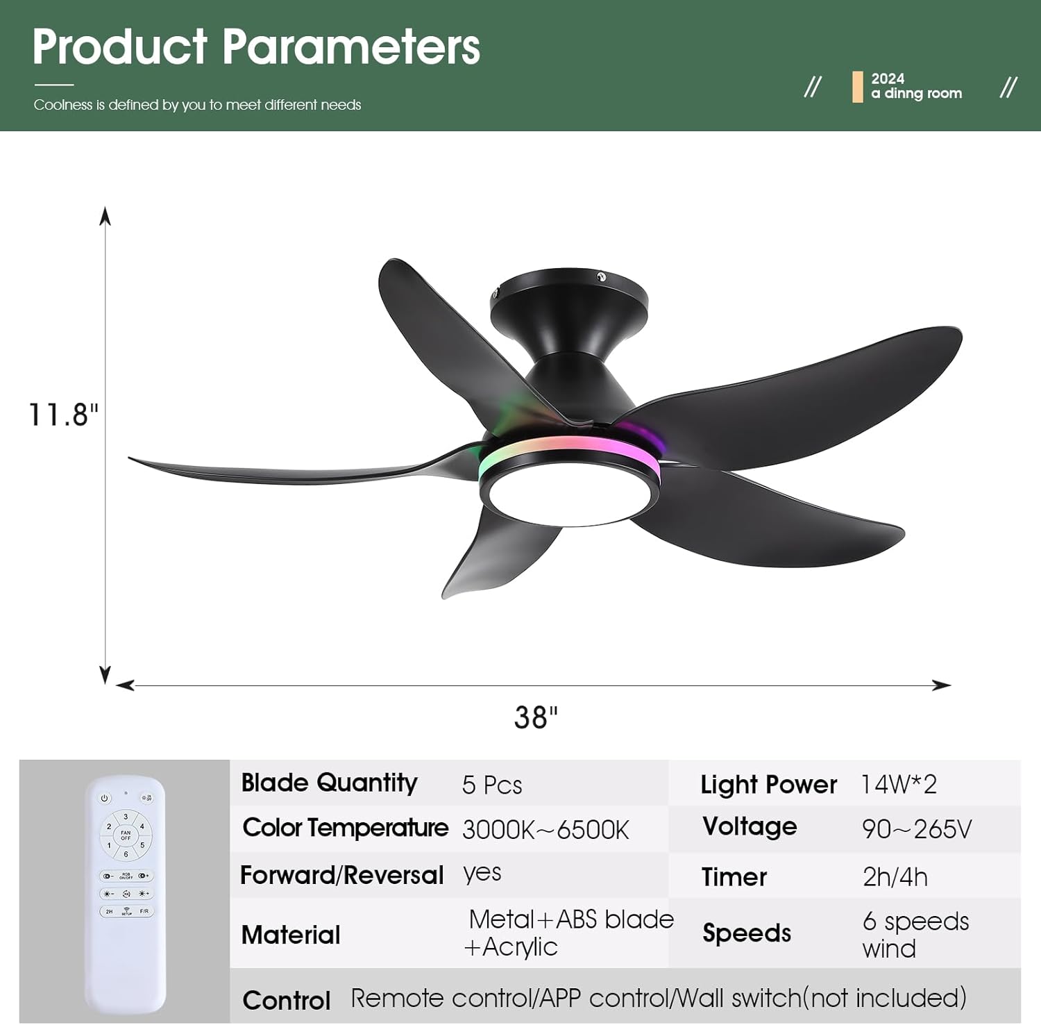 Kviflon Ceiling Fan Product Parameters