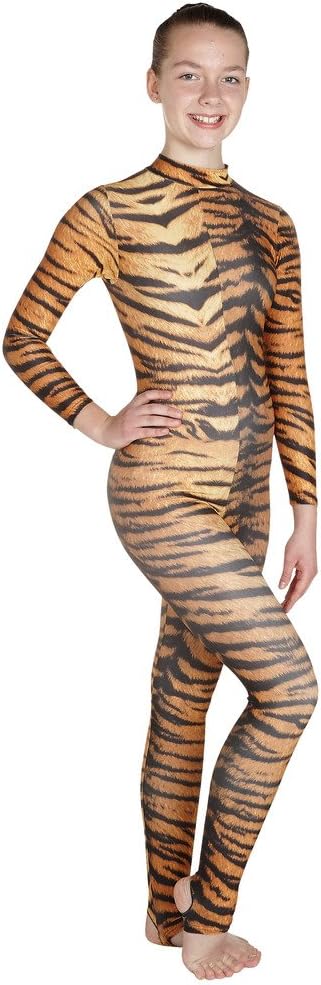 Wholesale Dance - Animal Siberian Tiger Print Lycra Catsuit, Unitard, Bodysuit, Dance, Fancy Dress (#ELSA)