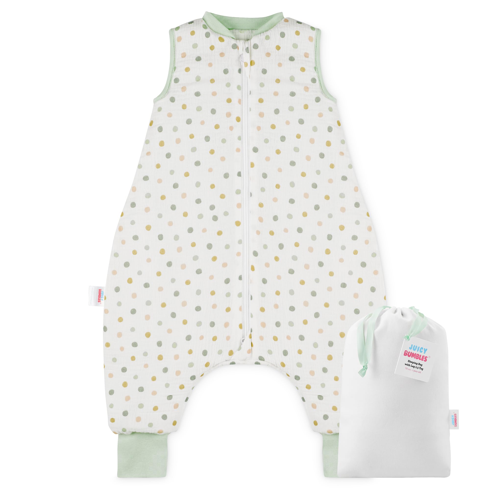 Juicy Bumbles Sacco Nanna con Piedini 2.5 Tog Imbottito in Garza di Cotone - Sacco Nanna Invernale 1-4 Anni - Sacco Nanna 2.5 Tog con Gambe Sacco Nanna Autunno Inverno