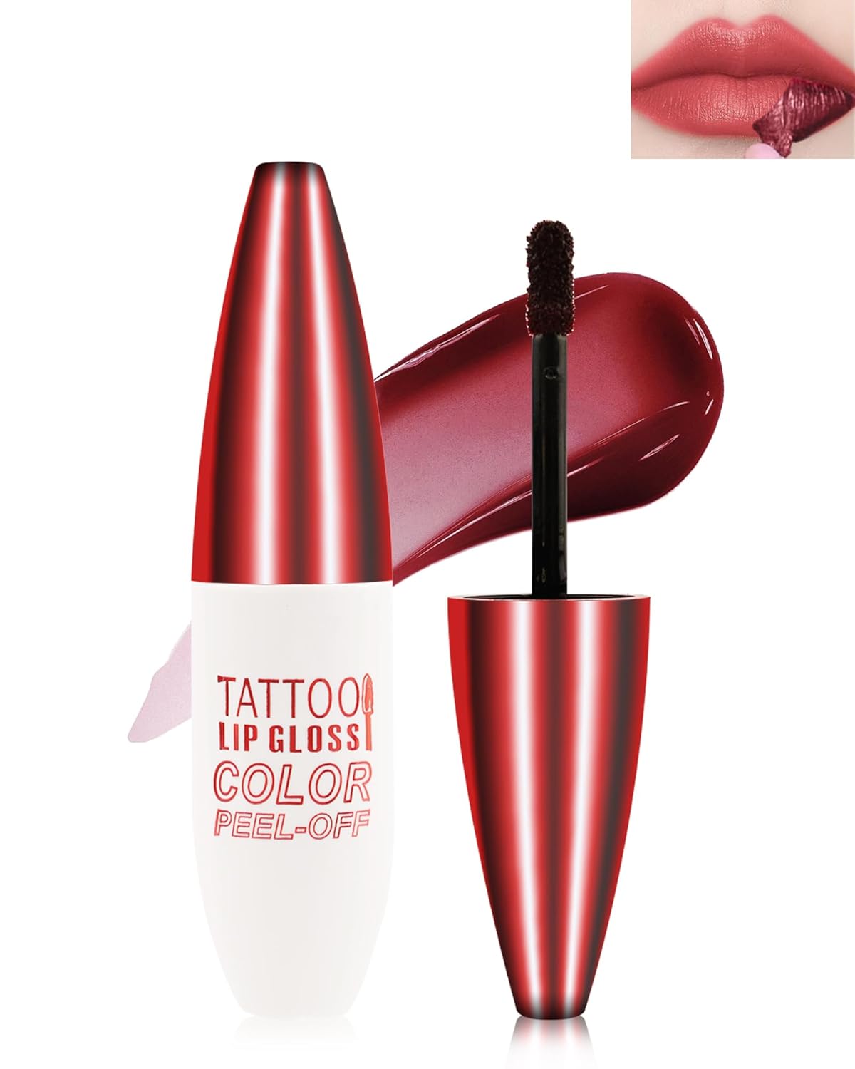 Peel Off Lip Stain – Red Matte Lip Liner Stain Waterproof Long Lasting 24H, Highly Pigmented Lip Tattoo Peel Off Lip Tint Stain, Transfer-Proof and Non-Stick Cup, Liquid Lip Gloss Makeup for Women-03 Peel Off Lip Stain – Red Matte Lip Liner Stain Waterproof Long Lasting 24H, Highly Pigmented Lip Tattoo Peel Off Lip Tint Stain, Transfer-Proof and Non-Stick Cup, Liquid Lip Gloss Makeup for Women-03