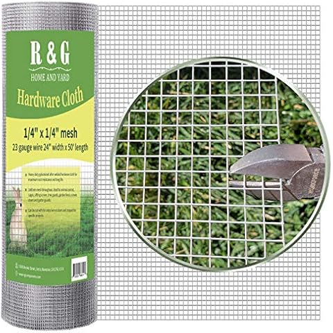R & G 1/4" 24 in x 50 FT Hardware Cloth 23 Gauge Wire Galvanized After Welded for Flower/Vegetable Garden, Bird Cage/Poultry Netting, Snake Fence Screen, Gutter Guard, Craft Cover