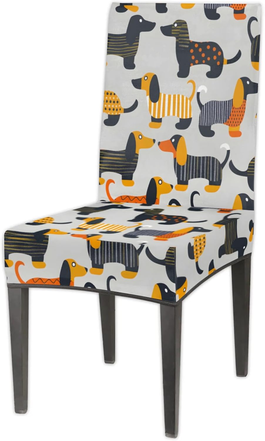 QsirBC Hand Painted Dog Abstract Stretch Dining Room Chair Covers Set of 4 Chair Slipcovers Removable Washable Kitchen Seat Covers Chair Protectors for Hotel Party Wedding