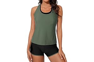 Athletic 3 Piece Tankini Swimsuits with Shorts for Women
